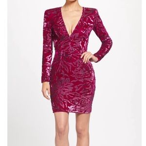 Dress the population magenta sequin dress